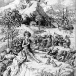 Black and White illustration of Peter Pan