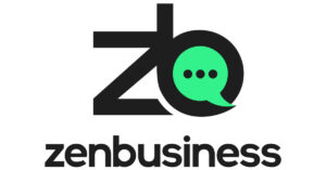 Logo for zenbusiness in the colors of green and black